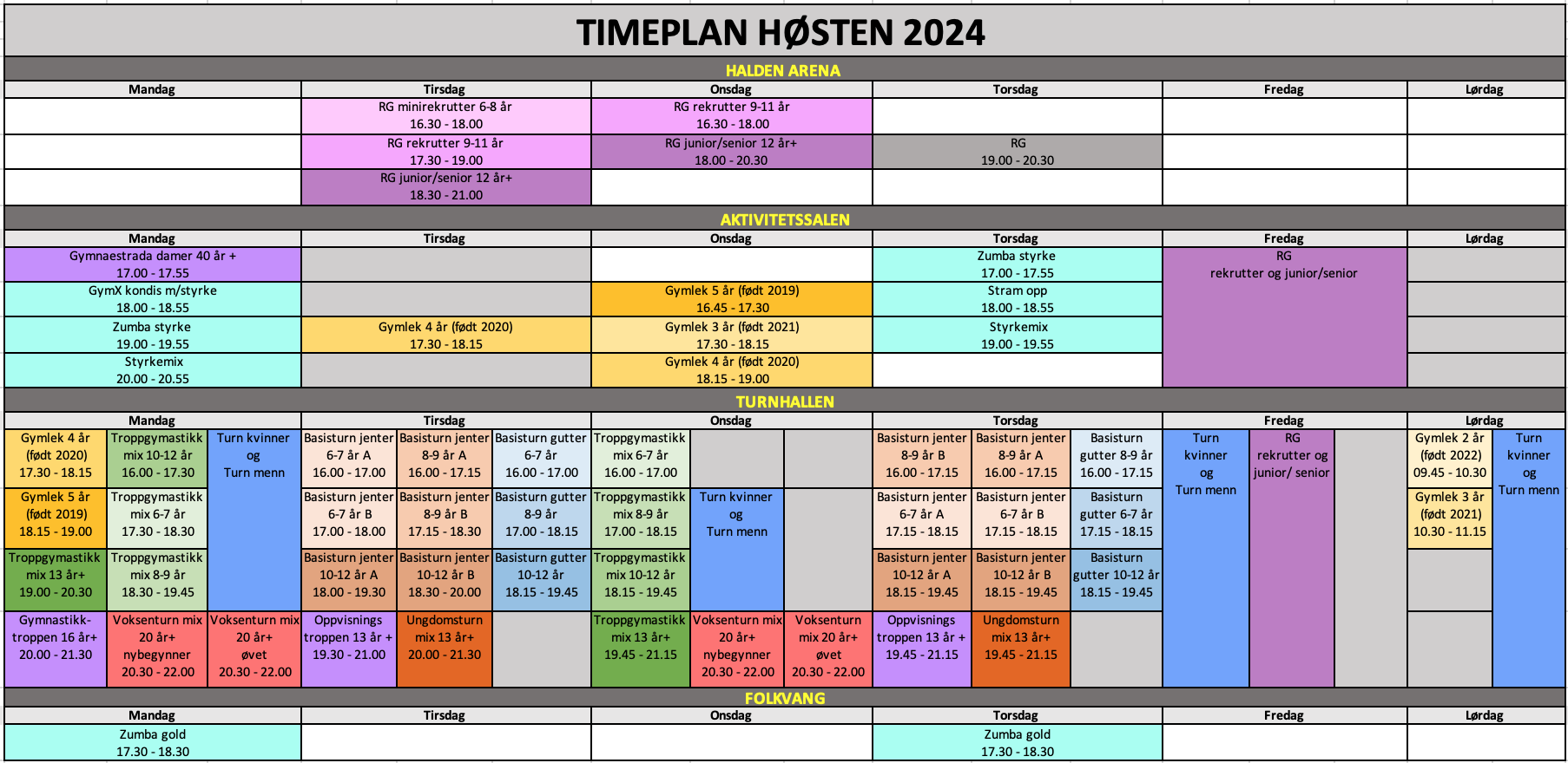 Timeplan høsten 2024